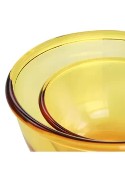 Gibson Home 3 Piece Amber Tempered Glass Bowl Set in Amber -Fossil store Belk 722
