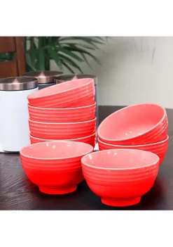 Gibson Home Plaza Cafe 8 Piece 22 Ounce Bowls in Red -Fossil store Belk 734