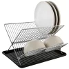 Gibson Home Fernsby 2 Tier 17 in. Folding Dish Rack Set in Black