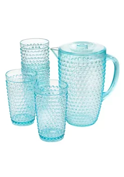 Gibson Home Malone 5 Piece Plastic Pitcher and Tumbler Set in Light Blue