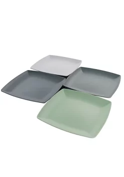 Gibson Home Grayson 4 Piece 8.5 Inch Square Melamine Dessert Plate Set in Assorted Colors -Fossil store Belk 790
