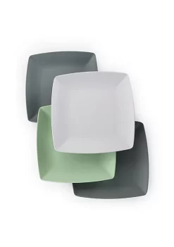 Gibson Home Grayson 4 Piece 8.5 Inch Square Melamine Dessert Plate Set in Assorted Colors -Fossil store Belk 791