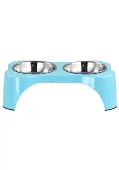 Gibson Home Bow Wow Meow 3 Piece Elevated Pet Bowl Dinner Set in Teal -Fossil store Belk 814