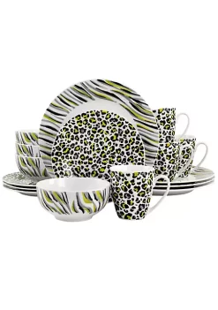 Gibson Home 16 Piece Fine Ceramic Safari Dinnerware Set