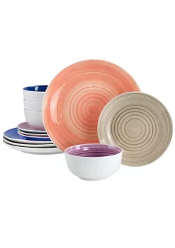 Gibson Home Color Vibes Fine Ceramic 12 Piece Dinnerware Set