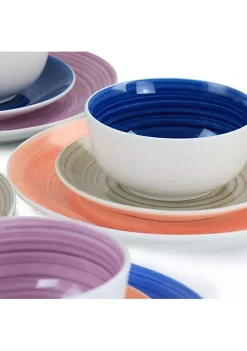 Gibson Home Color Vibes Fine Ceramic 12 Piece Dinnerware Set -Fossil store Belk 875