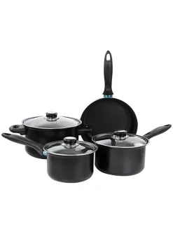 Gibson Home Newton 7 Piece Carbon Steel Cookware Set in Black