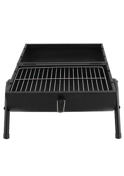 Gibson Home Delwin Carbon Steel Barrel BBQ in Black with Burgundy Wood Handle -Fossil store Belk 921