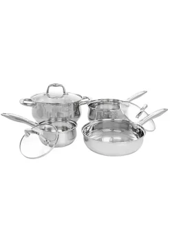 Gibson Home Bransonville 7 Piece Stainless Steel Cookware Set in Chrome