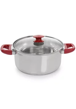 Gibson Home Crawson 7 Piece Stainless Steel Cookware Set in Chrome with Red Handles -Fossil store Belk 932