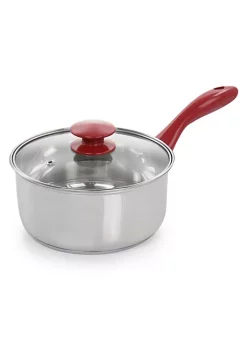 Gibson Home Crawson 7 Piece Stainless Steel Cookware Set in Chrome with Red Handles -Fossil store Belk 933