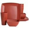 Gibson Home Grayson Melamine 12 Piece Square Dinnerware Set in Orange -Fossil store Belk 935