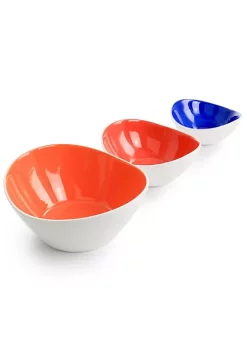 Gibson Home Crenshaw 4 Piece Hand Painted Stoneware 3-Tier Serving Bowl Set with Metal Rack -Fossil store Belk 971