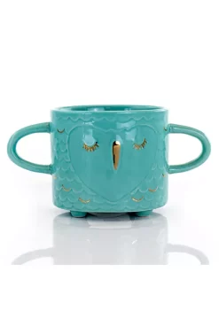 Gibson Home Lashes 4 Piece 24.5 Ounce Stoneware Figural Mug Set in Teal and Black -Fossil store Belk 985