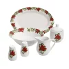 Gibson Home Perfect for Holidays Poinsettia 7 Piece Porcelain Serving Set in Red -Fossil store Belk 987
