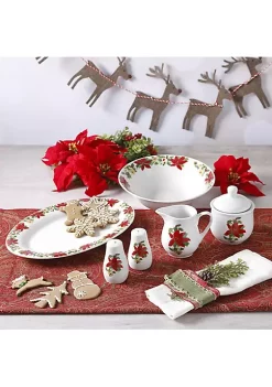 Gibson Home Perfect for Holidays Poinsettia 7 Piece Porcelain Serving Set in Red -Fossil store Belk 991