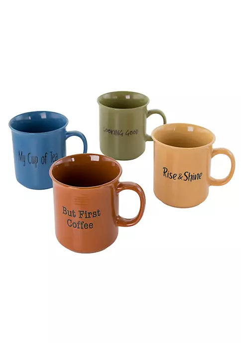 Gibson Home Thoughtful Morning 4 Piece 26 Ounce Stoneware Cup Set in Assorted Colors 3 Gibson Home Thoughtful Morning 4 Piece 26 Ounce Stoneware Cup Set in Assorted Colors